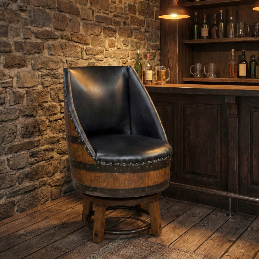 Upholstered Barrel Stool Black