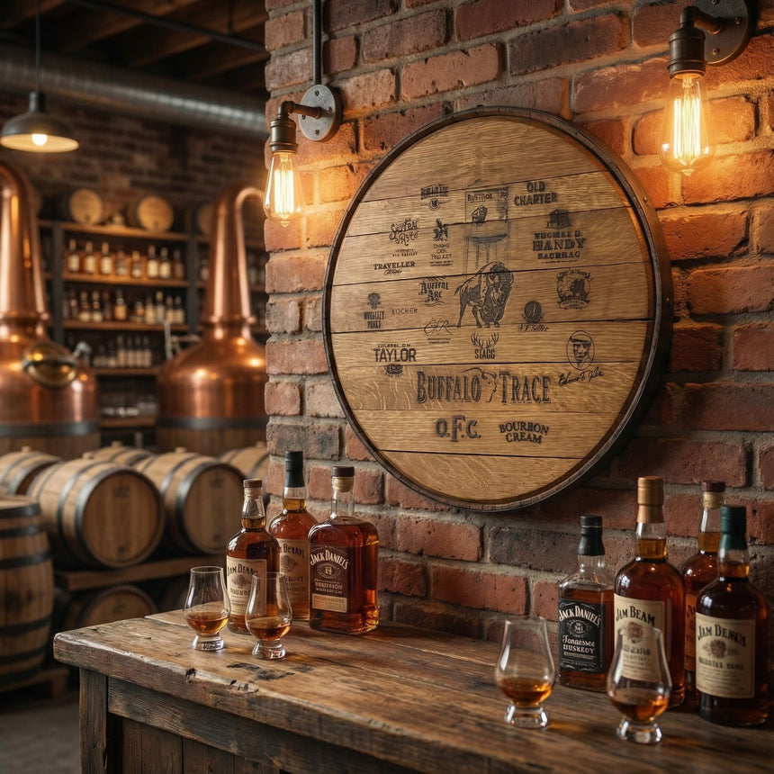 Whiskey Barrel Head Etch Bourbon Trail