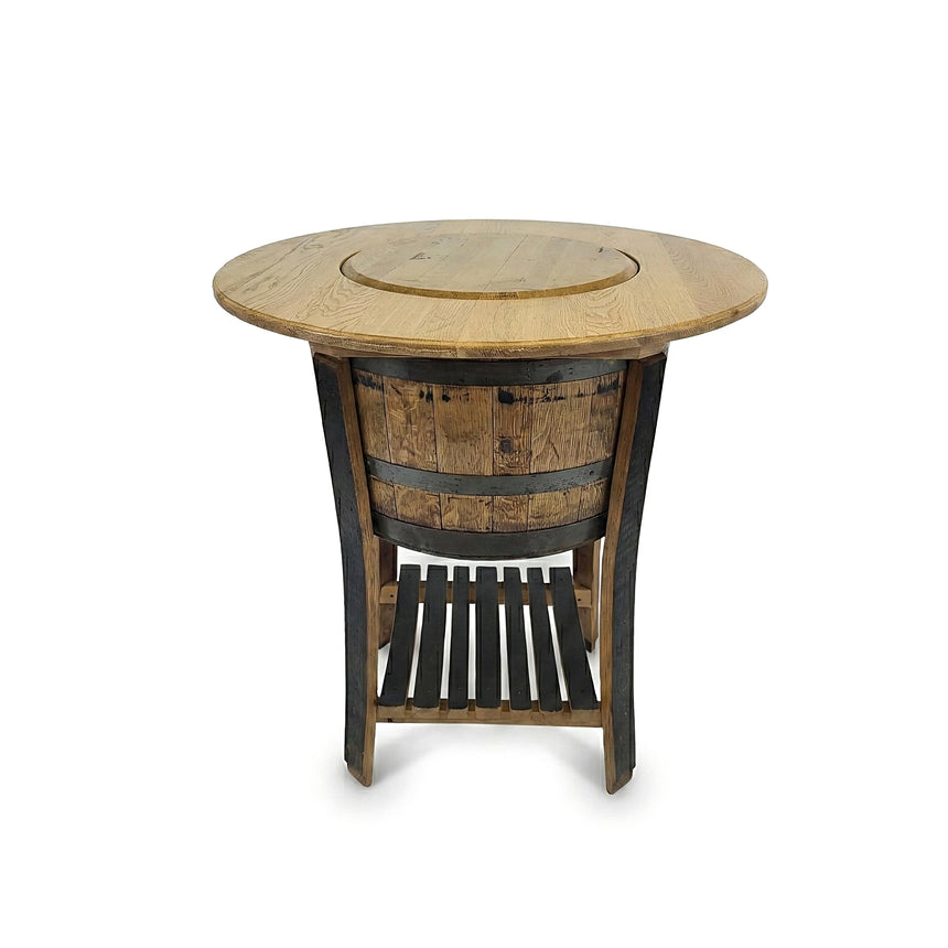 Storage Table for Mini Bar, Hand Made Solid Wood Barrel Construction