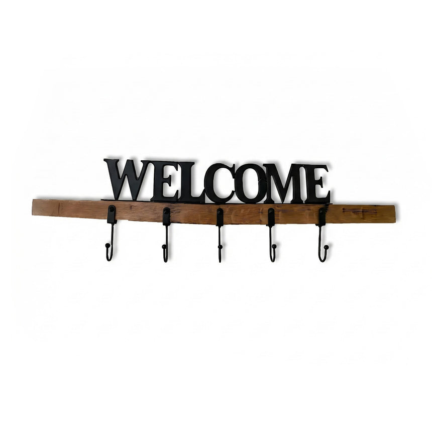Whiskey Barrel Stave Welcome Coat Rack