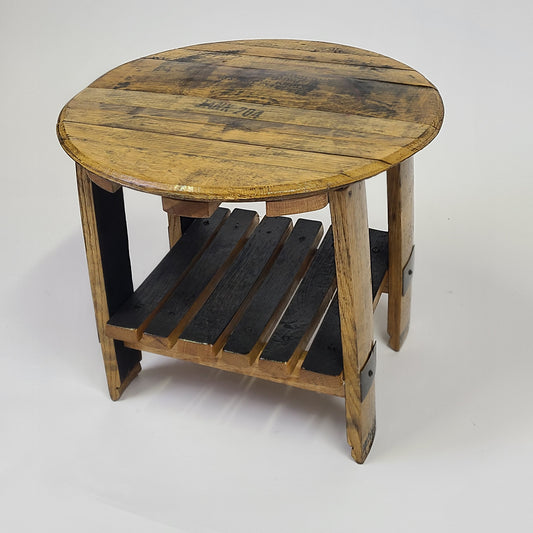 Side Table with Barrel Head & Rack - T006 - $175.00