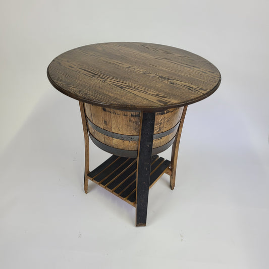 Half Barrel Table with Solid Top - T004 - $650.00