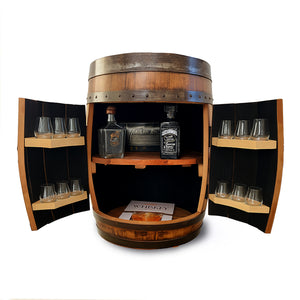 Refurbished Whiskey Barrel Open Display Cabinet