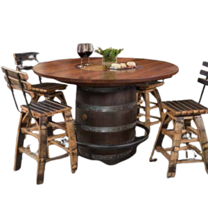 Barrel Bar Table And Stool with Back