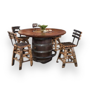 Barrel Bar Table And Stool with Back