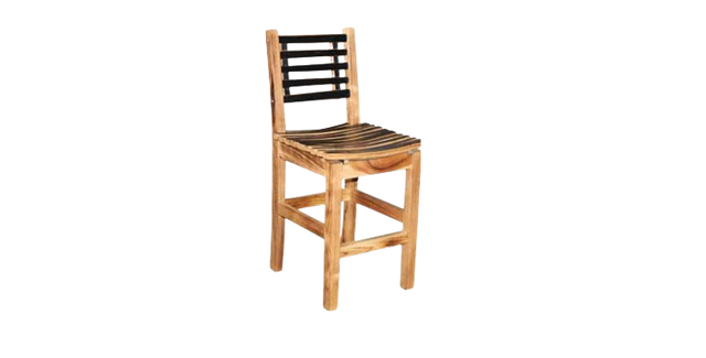 The Barrel Dinner Chair, crafted in wood with a slatted backrest and seat, offers a touch of timeless charm.