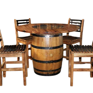 Barrel Dinner Table and Dinner Chairs