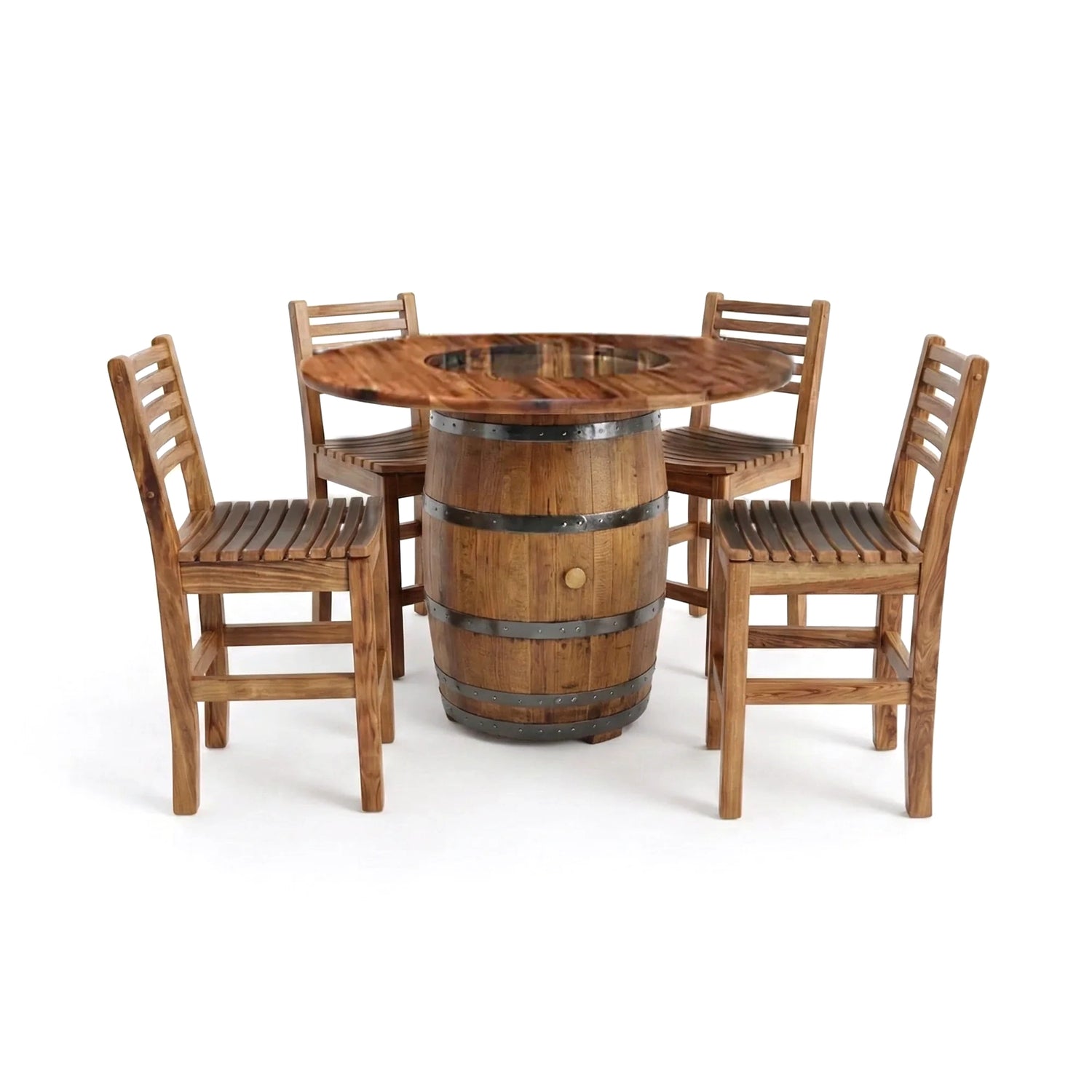 Barrel Dinner Table And Dinner Chairs