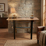 Handmade Console Wooden Table crafted from solid barrel staves, perfect for your foyer, entryway, or as a sofa table. Its rustic design and warm finish evoke the cozy ambiance of whiskey barrel furniture.