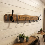 Coat & Key Wooden Wall Mounted Rack with 2 double coat hooks and 4 key hooks—ideal above a bench for organizing coats, keys, and more, creating a rustic entryway for your home.
