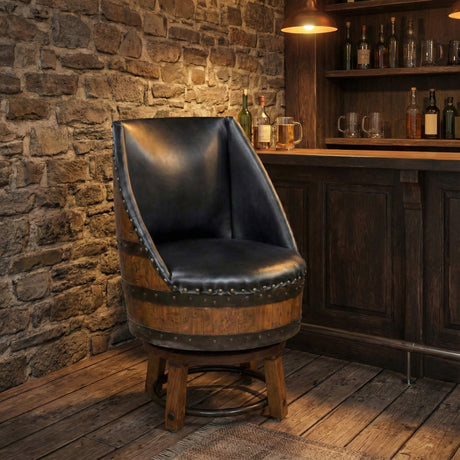 Upholstered Barrel Stool Black