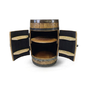 Full Barrel Cabinet with Shelves and Glassware Holders