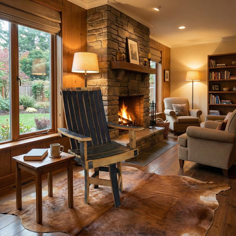 Swivel Lounge Chair With Armrest, Hand Made Solid Wood Barrel Stave Construction