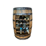Wine Rack Barrel Bar Storage Cabinet, 25 Bottle Capacity, Hand Made Solid Wood Barrel Construction