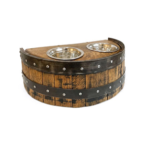 Whiskey Barrel Pet Feeder