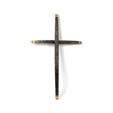 The Cross is a handcrafted piece made from weathered metal, ideal for rustic home decor, and shown against a plain white background.