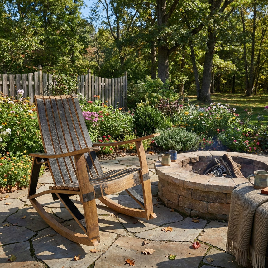 Whiskey Barrel Stave Adirondack Chair Rocker