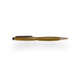 The Barrel Pen, crafted from oak whiskey barrel wood with gold accents, is displayed horizontally against a white background.