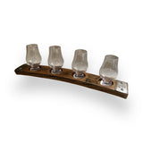 Whiskey Tasting Flight Board for 4 Glasses, Hand Made Solid Wood Construction