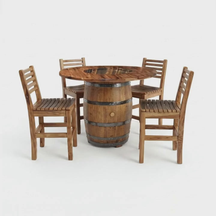 Barrel Dinner Table And Dinner Chairs
