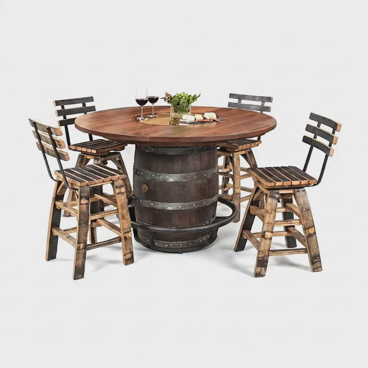 Barrel Bar Table And Stool with Back