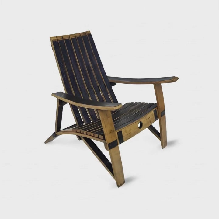 Adirondack Lounge Chair, Hand Made Solid Wood Barrel Stave Construction