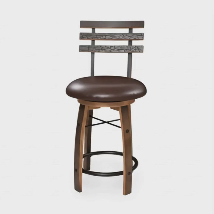Bar Stool with Swivel Cushioned Seat & Stave Back