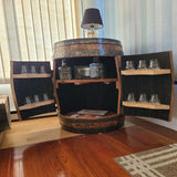 refurbished whiskey barrel open display cabinet