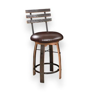 Bar Stool with Swivel Cushioned Seat & Stave Back