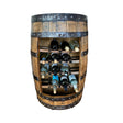 Discover rustic elegance with the Wine Rack Barrel Bar Storage Cabinet. Handcrafted from solid wood, it holds up to 25 bottles, perfectly blending style and function for a charming touch in any space.